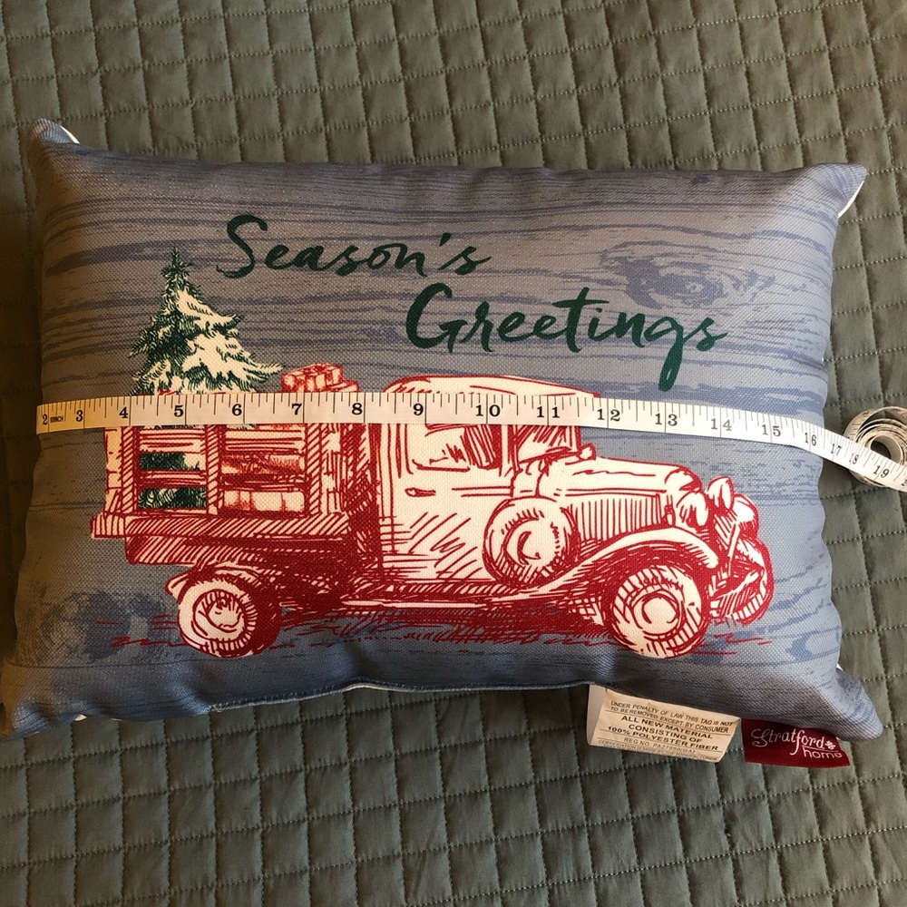NEW Season’s Greetings pillow; 18x13 - Picture 3 of 4